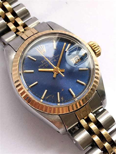 rolex oyster blue dial.